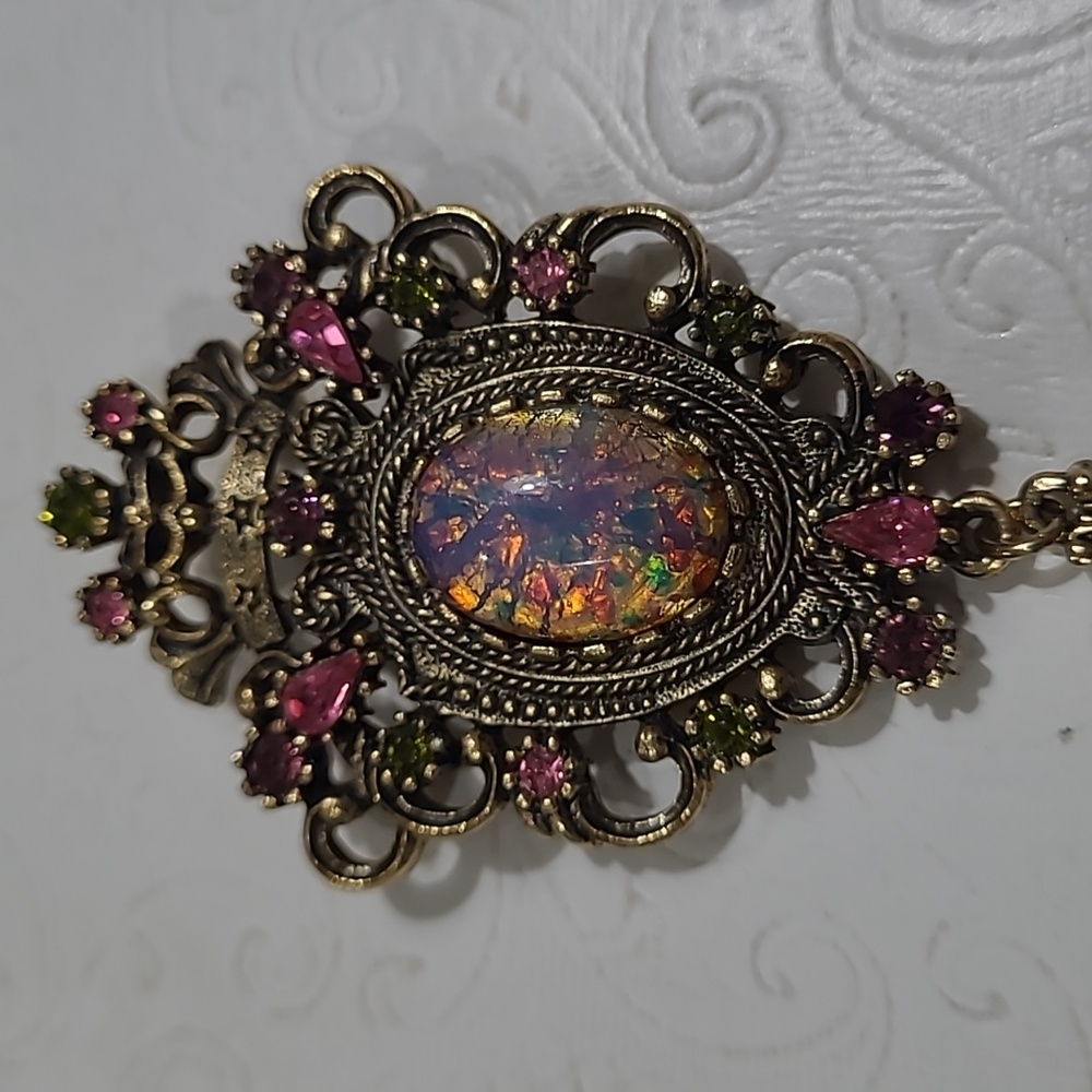 Sarah Coventry Contessa/Cabochon Rhinestone Brooch/Pendant Vintage Multicolor - Picture 9 of 11